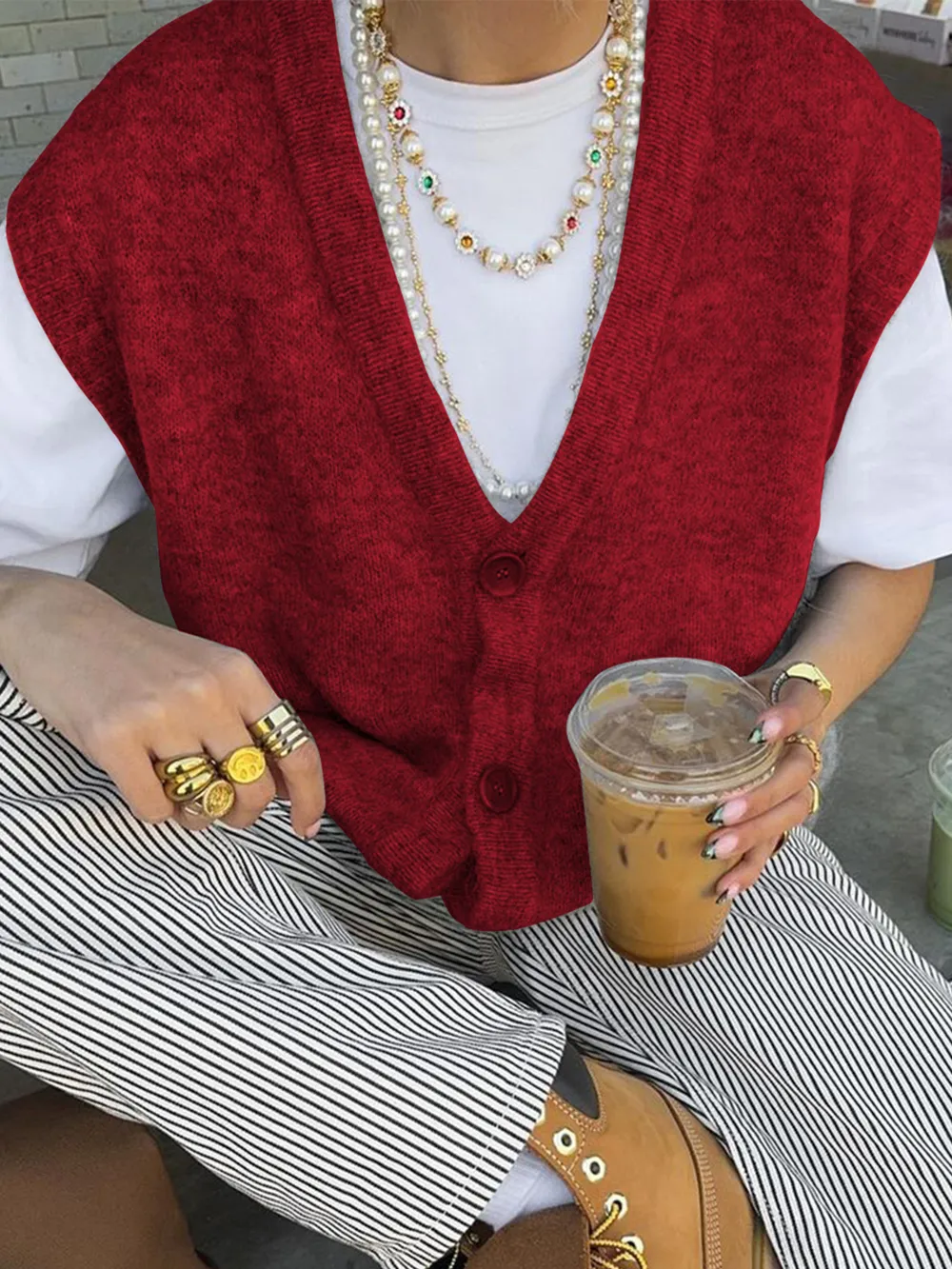 Button-Front Sweater Vest, image 16