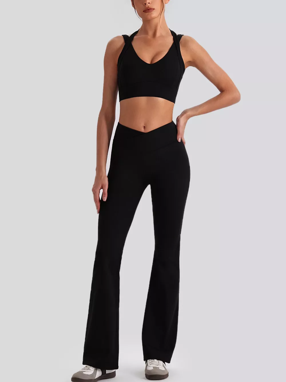 Seamless Criss-Cross V-Neck Tank and Leggings Active Set, image 12