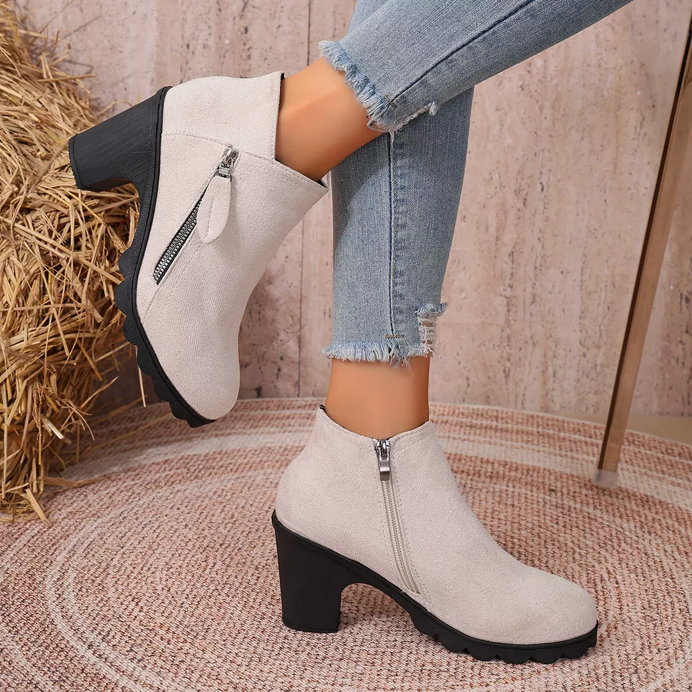 Round Toe Block Heels Boots, image 7