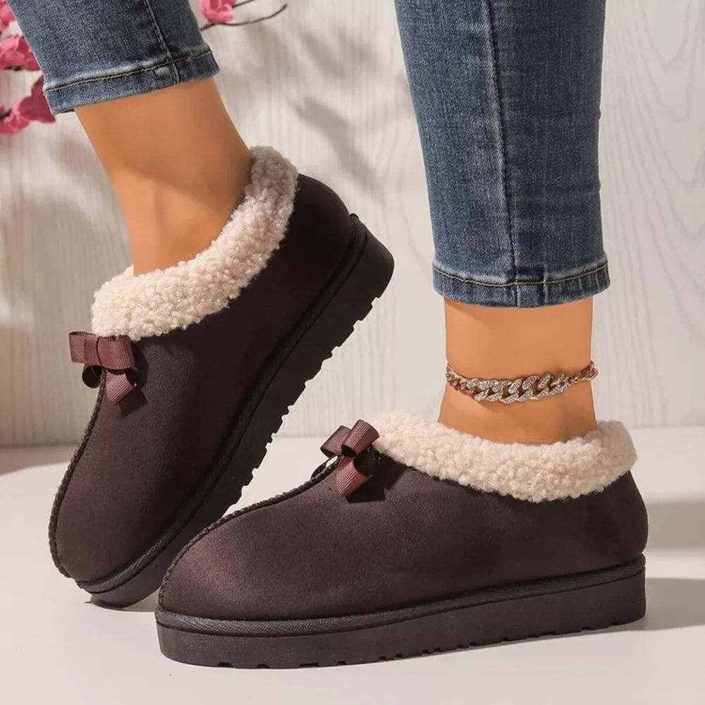 Cozy Bowknot Plush Lined Slip-Ons, image 15