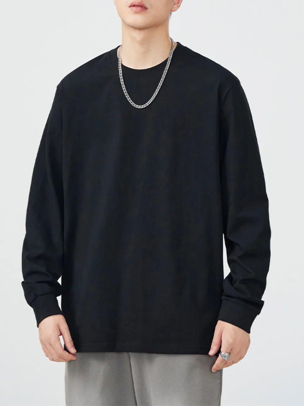 Men's Full Size Round Neck Long Sleeve T-Shirt Plus Size