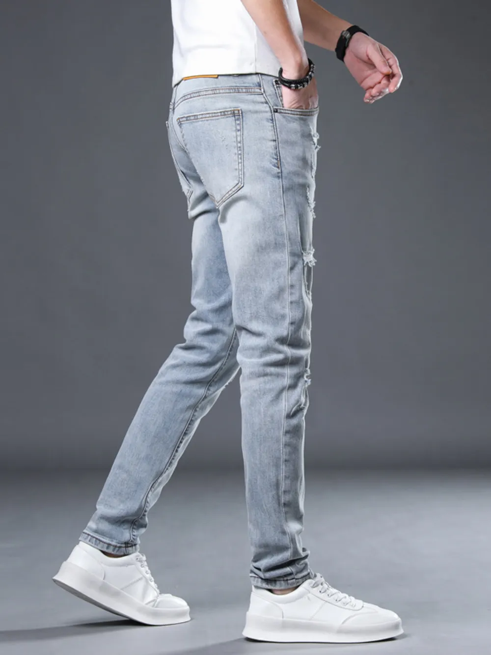 Men's Distressed Slim Fit Jeans, image 5