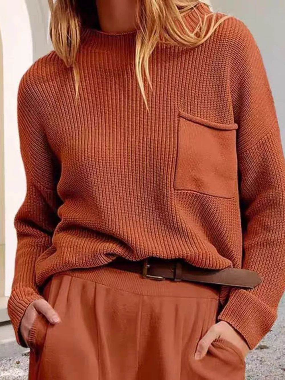 Pocket Detail Dropped Shoulder Sweater, image 10