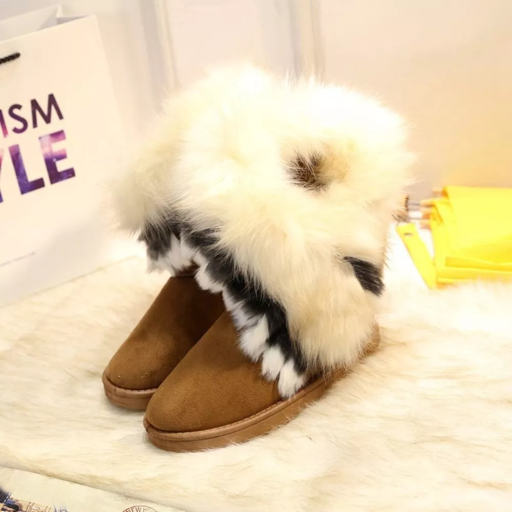 Fluffy Fur Cuff Round Toe Boots, image 8