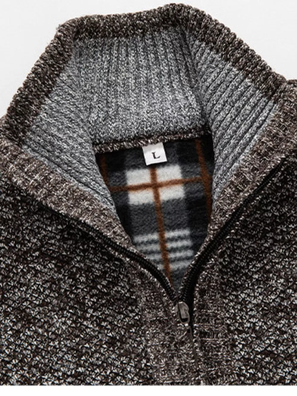 Men's Plus Size Half-Zip Stand Collar Textured Sweater, image 8
