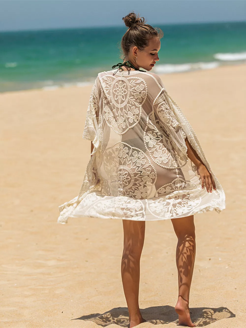 Floral Lace Sheer Kimono Cover-Up, image 7