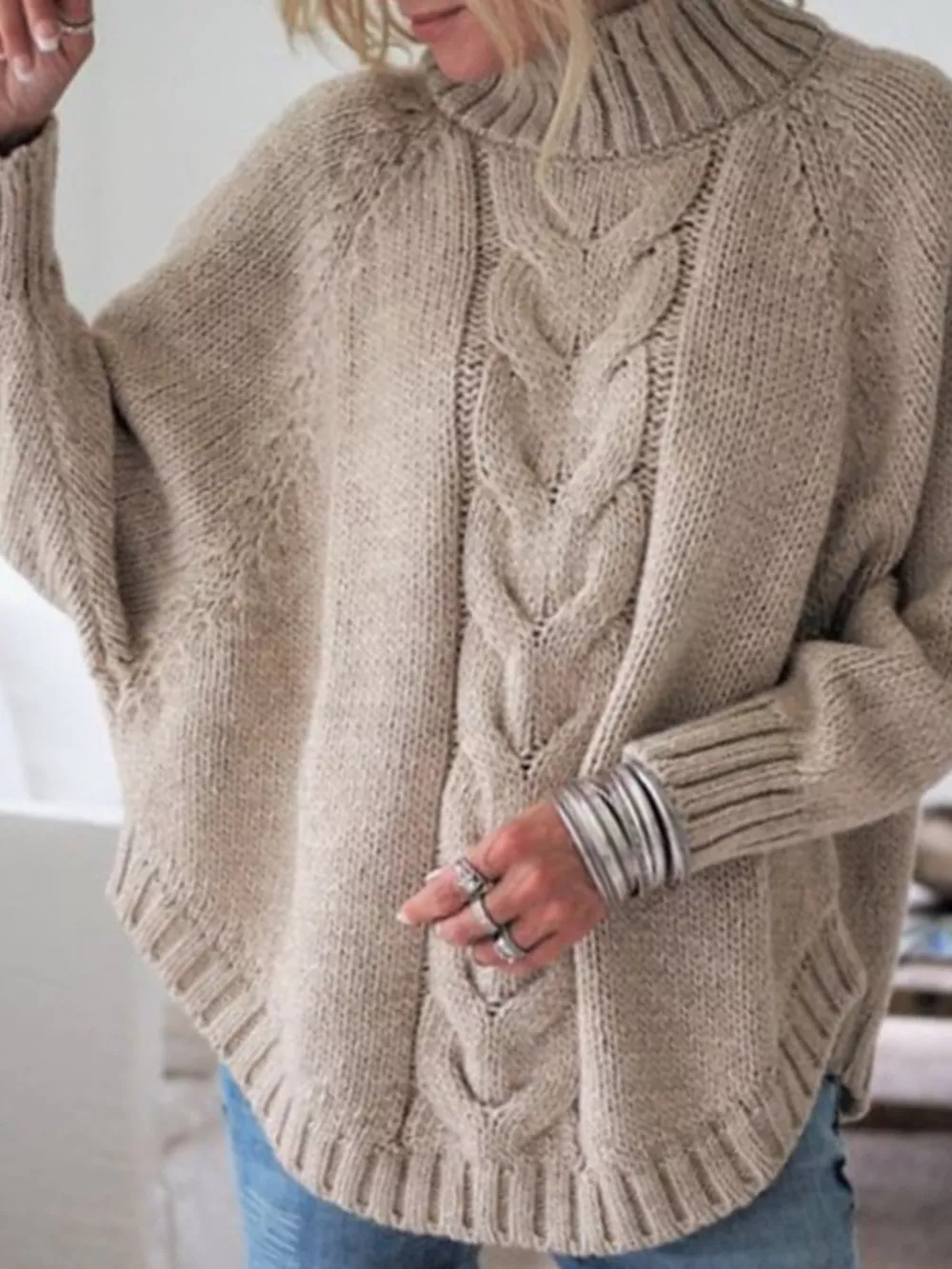 Cable-Knit Long Sleeve Sweater, image 16