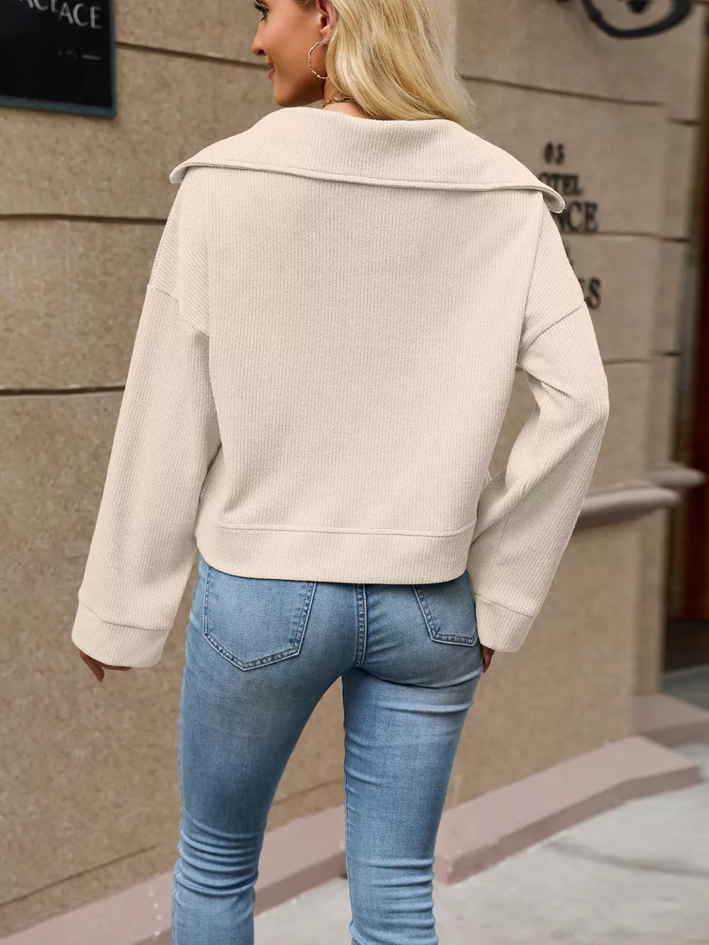 Half-Zip Dropped Shoulder Sweatshirt, image 6