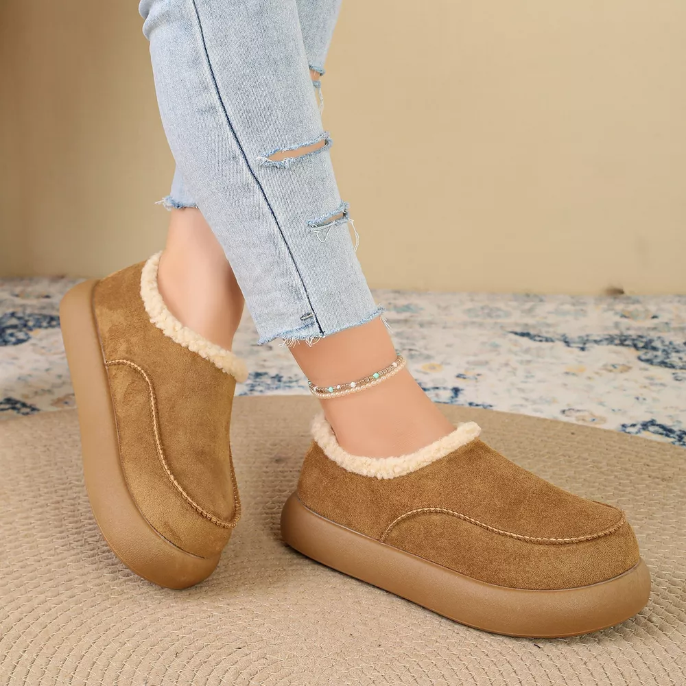Plush-Lined Suede Platform Slip-On Boots, image 7