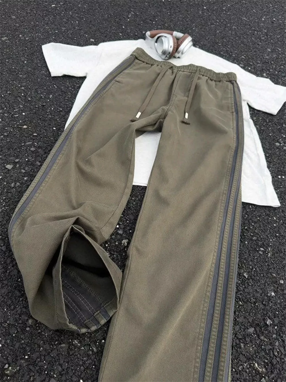 Men's Plus Size Casual Striped Wide-Leg Pants, image 2