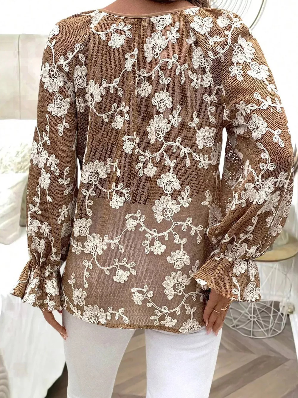 Floral Embroidered Long Sleeve Shirt, image 5