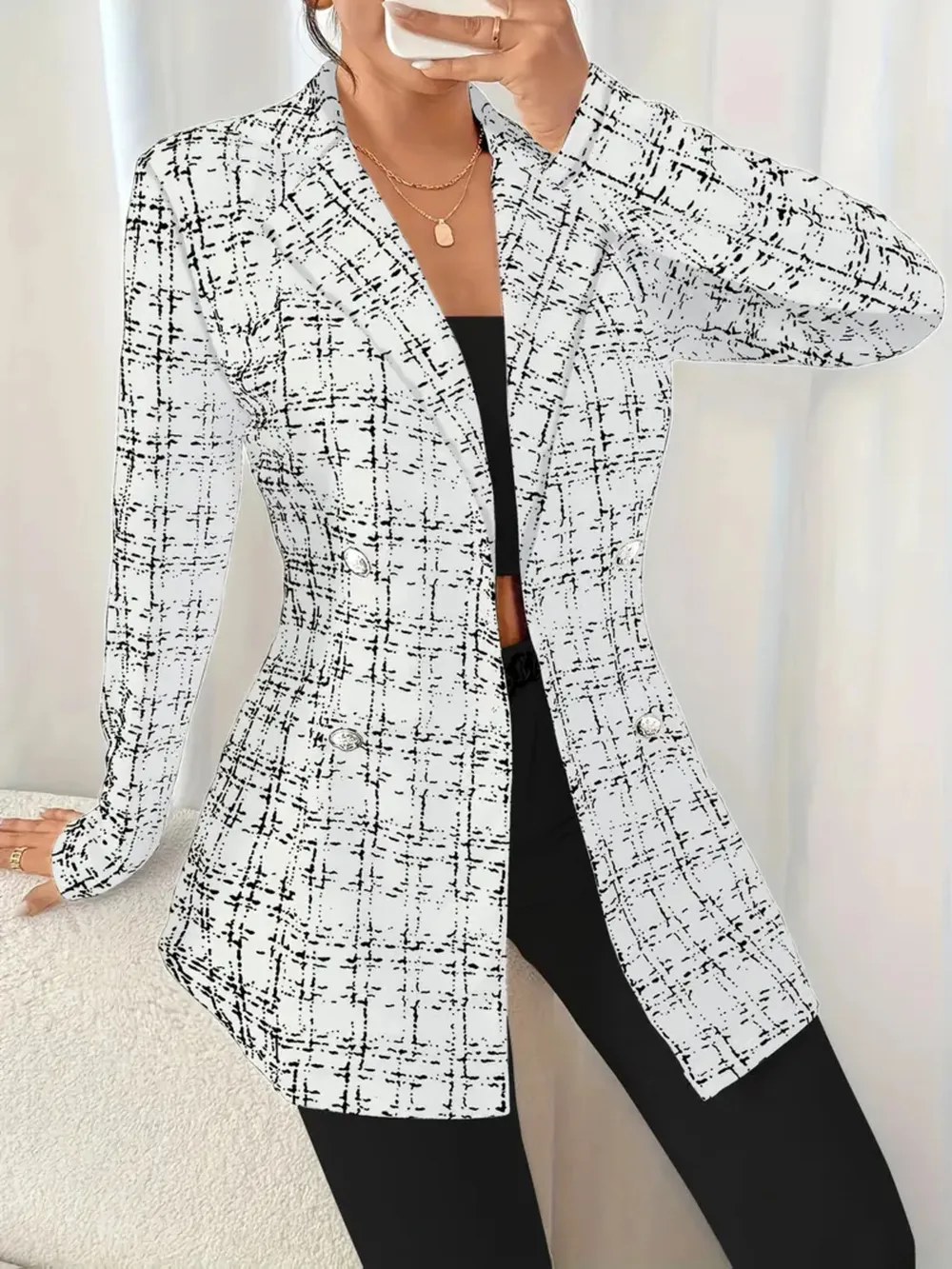 Tweed Double-Breasted Blazer, image 8