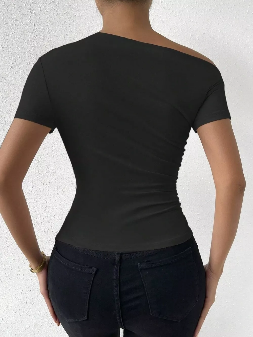 Single Shoulder Short Sleeve T-Shirt, image 9