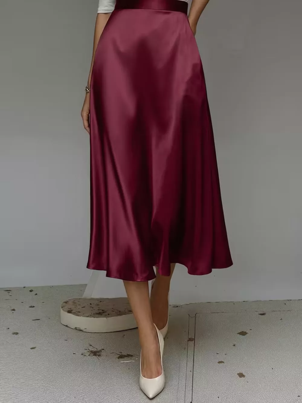 Satin Midi Skirt, image 3