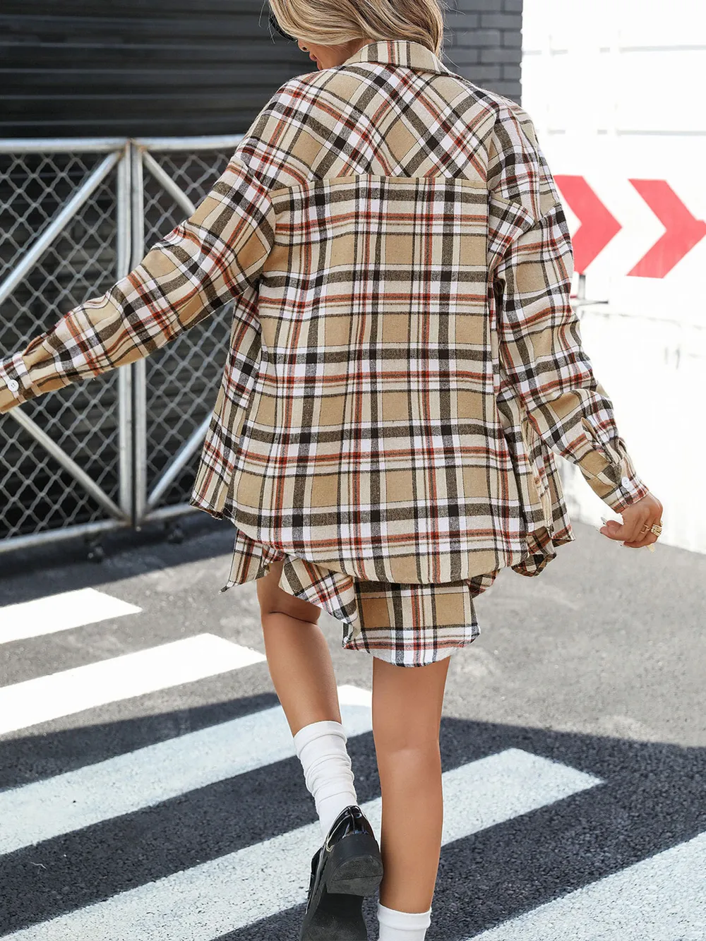 Plaid Button Up Shirt and Skirt Set, image 3