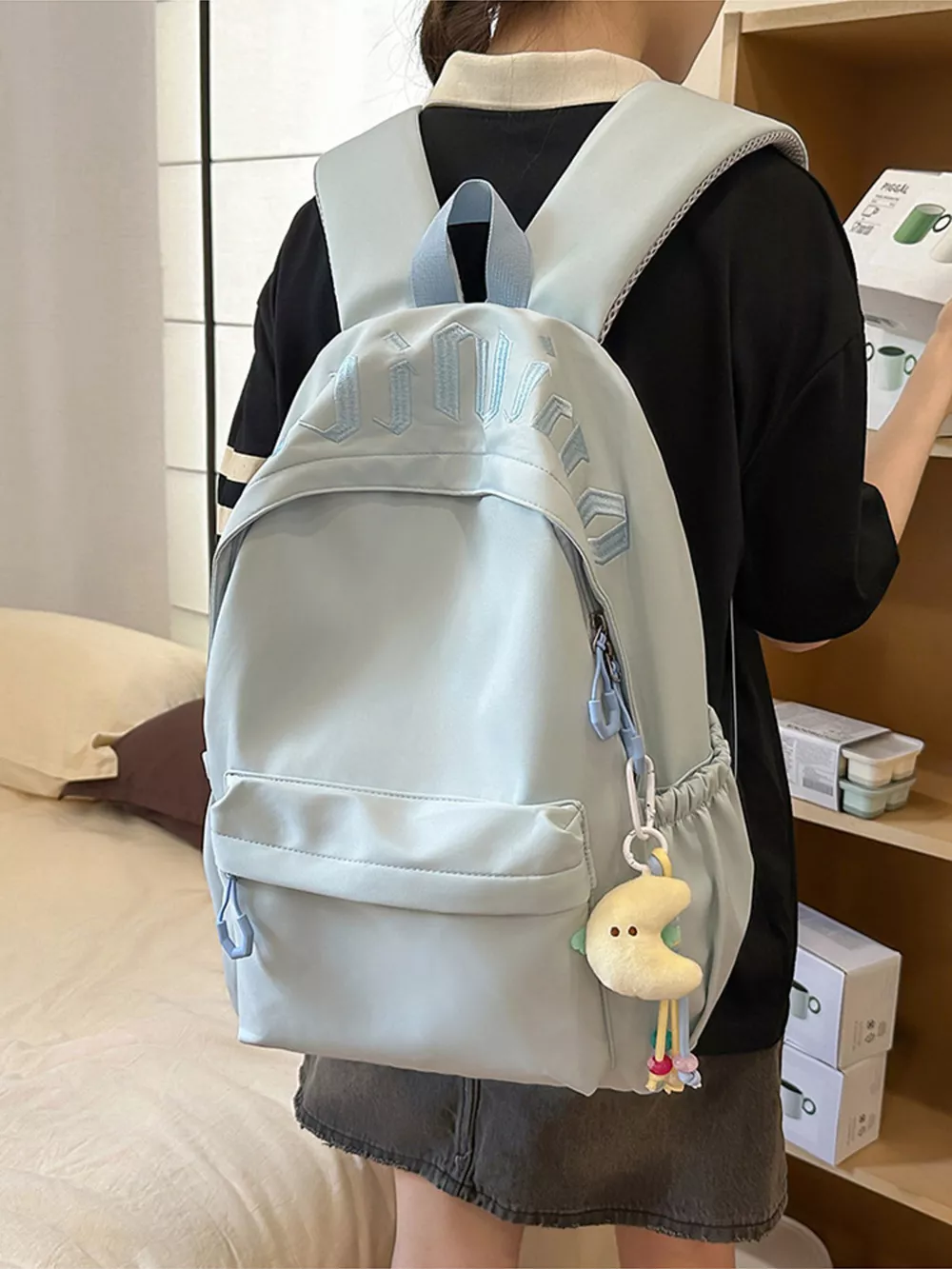 Embroidered Letter Backpack Bag, image 2