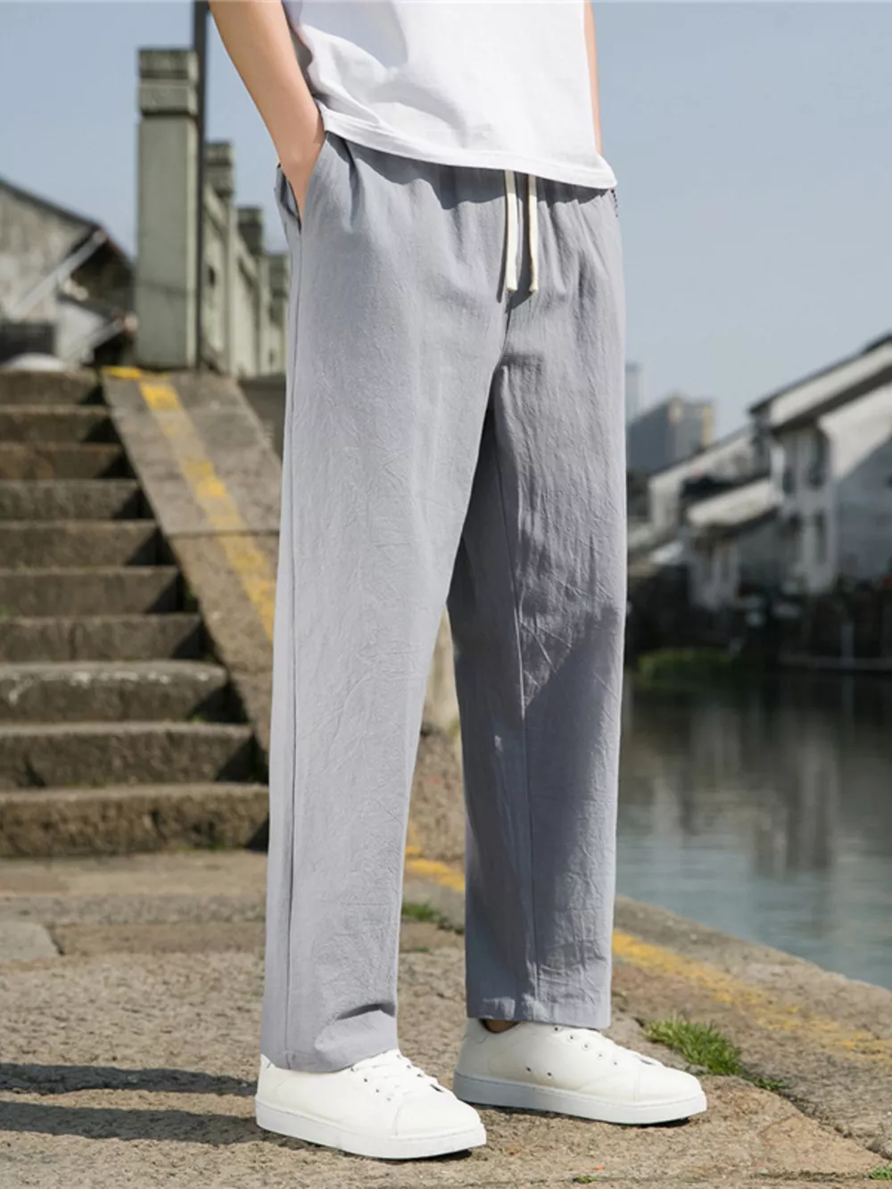 Men's Plus Size Loose Fit Drawstring Casual Pants, image 7