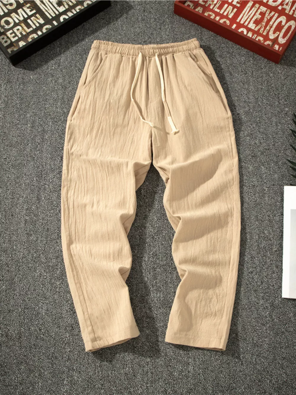 Men's Plus Size Drawstring Loose Fit Pants, image 4