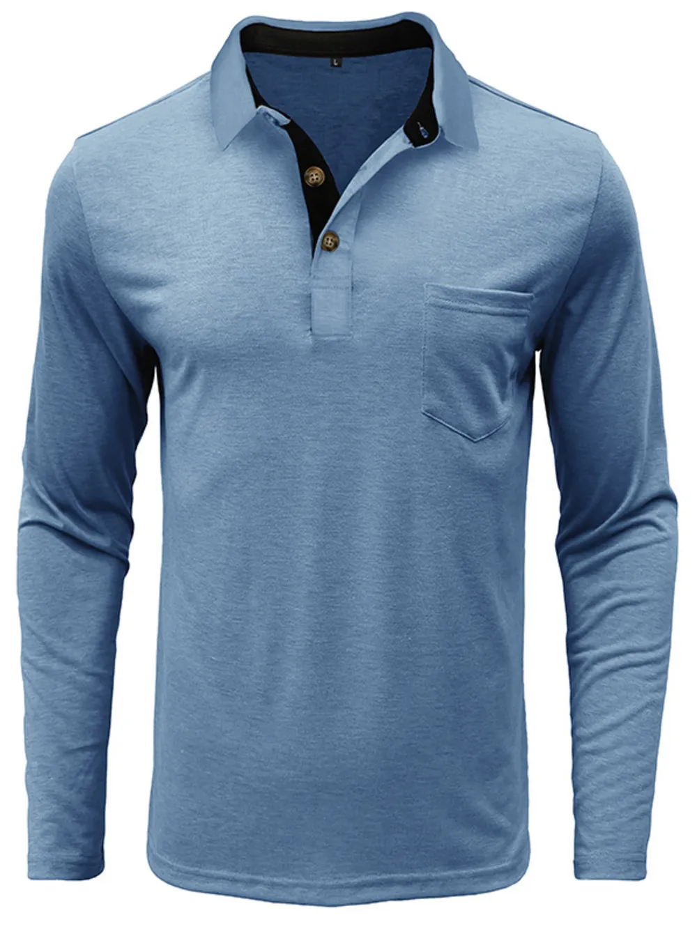 Men's Full Size Button Detail Long Sleeve Polo Plus Size, image 7