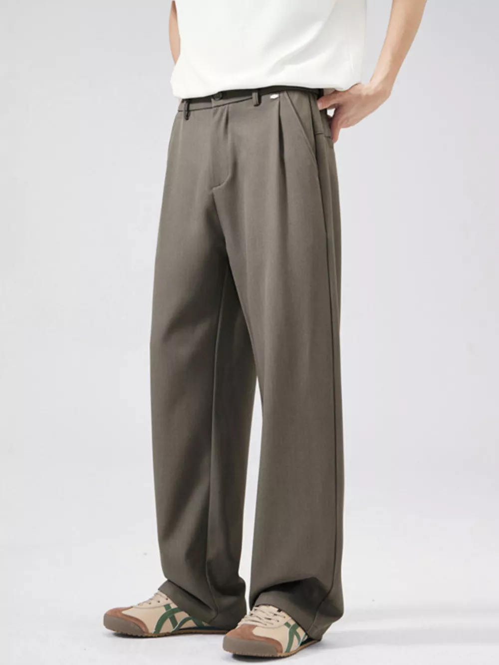 Men's Full Size Wide Leg Pleated Pants Plus Size