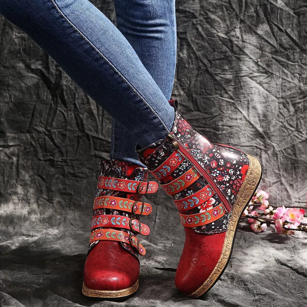 Embroidered Round Toe Boots, image 4