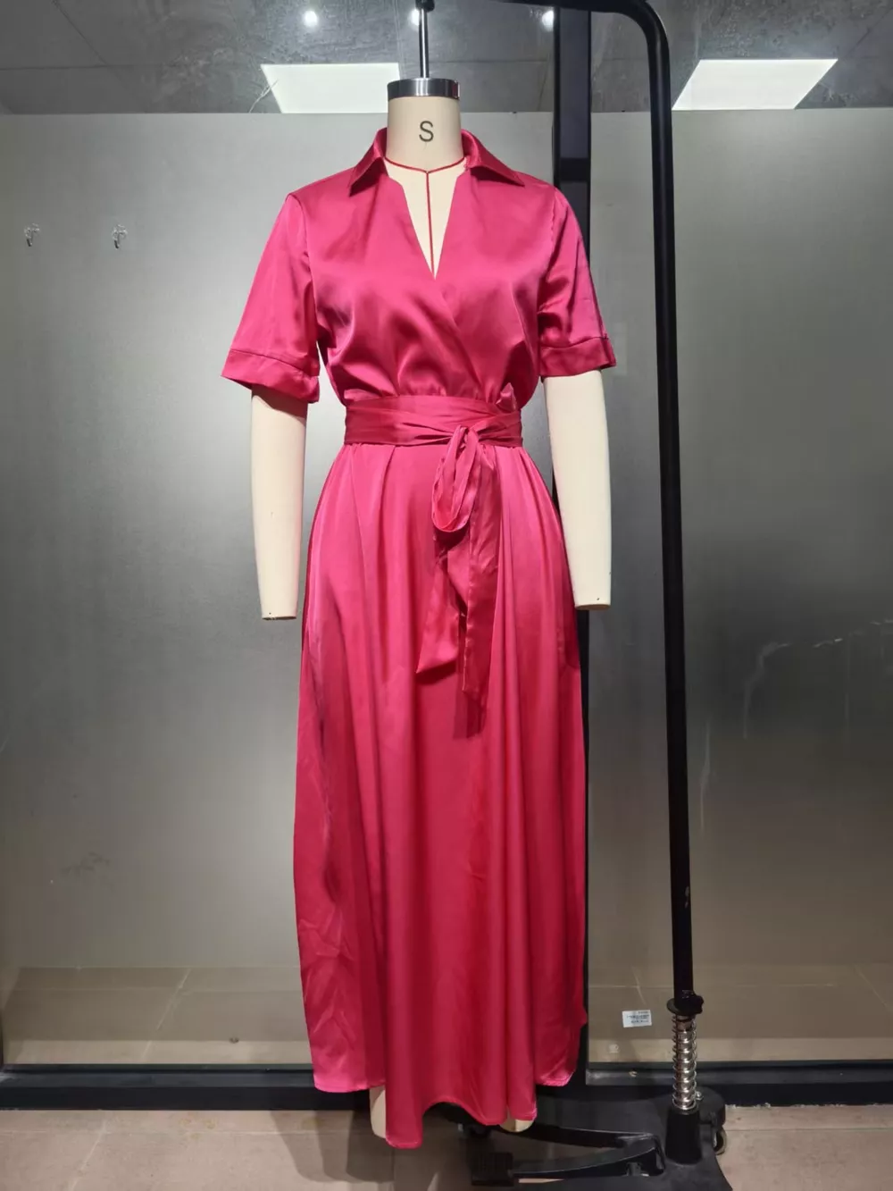 Collared Neck Maxi Shirt Dress, image 2