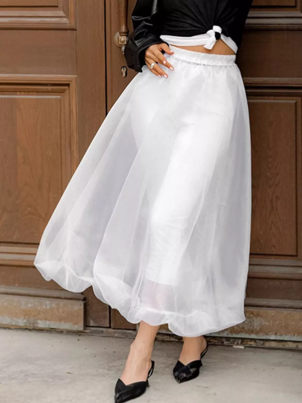 Elastic Waist Flowy Skirt, image 6