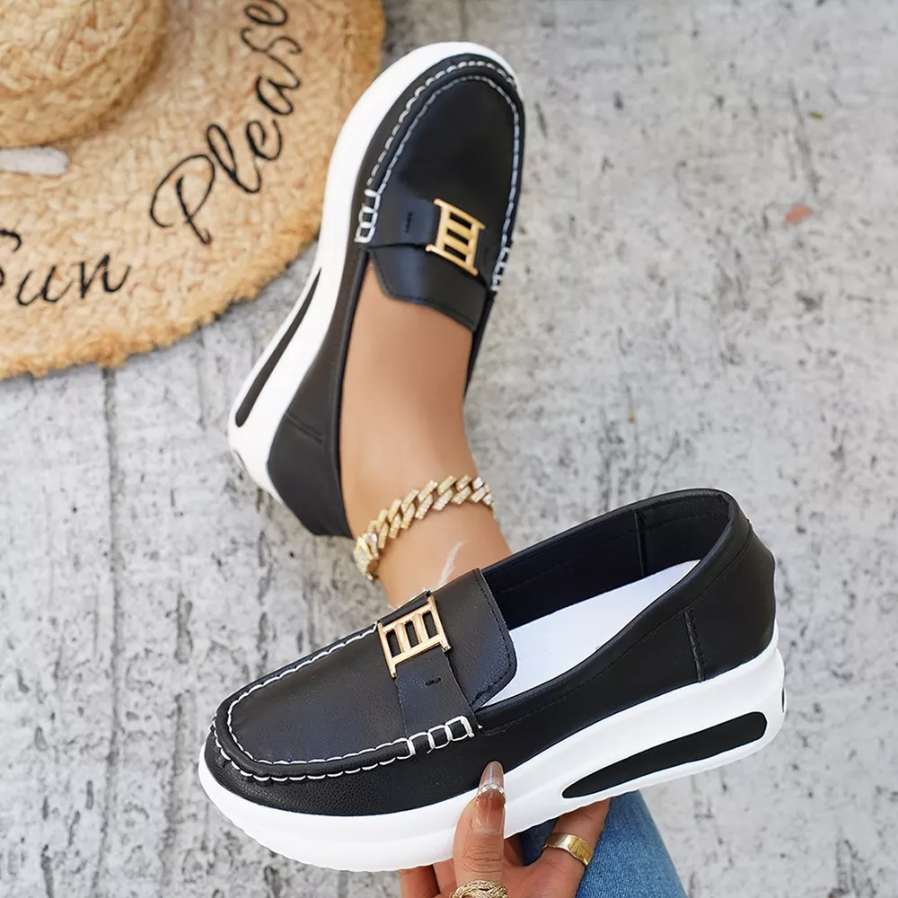 Metal Buckle Round Toe Slip-Ons, image 10