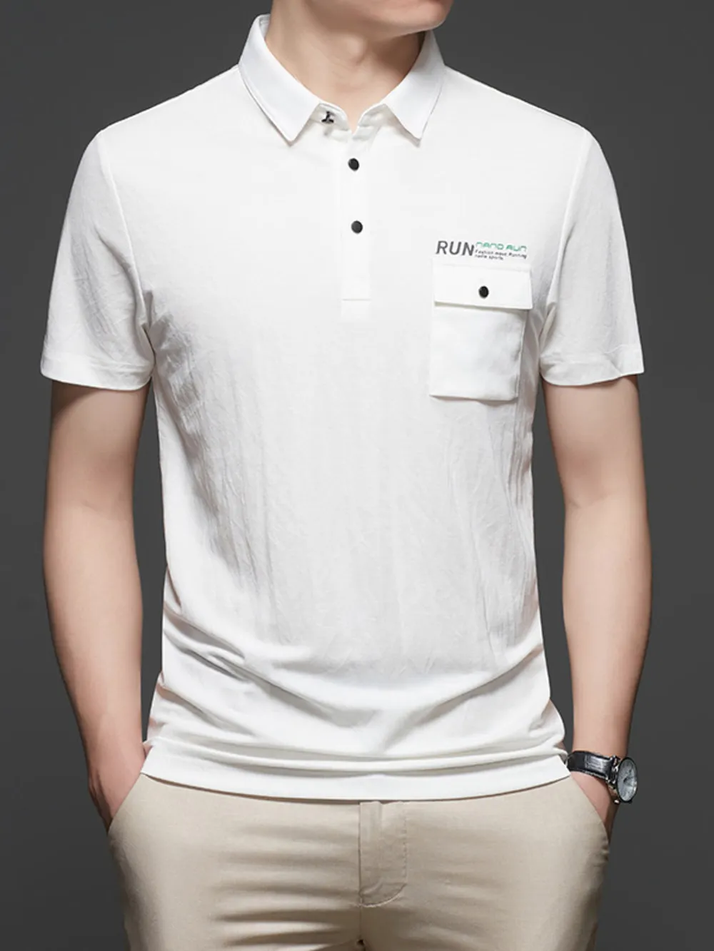 Men's Plus Size Button Detail Short Sleeve Polo, image 3