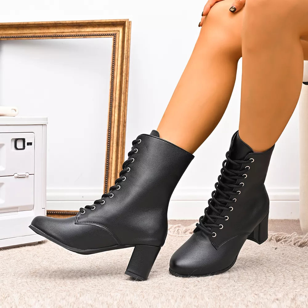 Round Toe Block Heels Boots, image 7