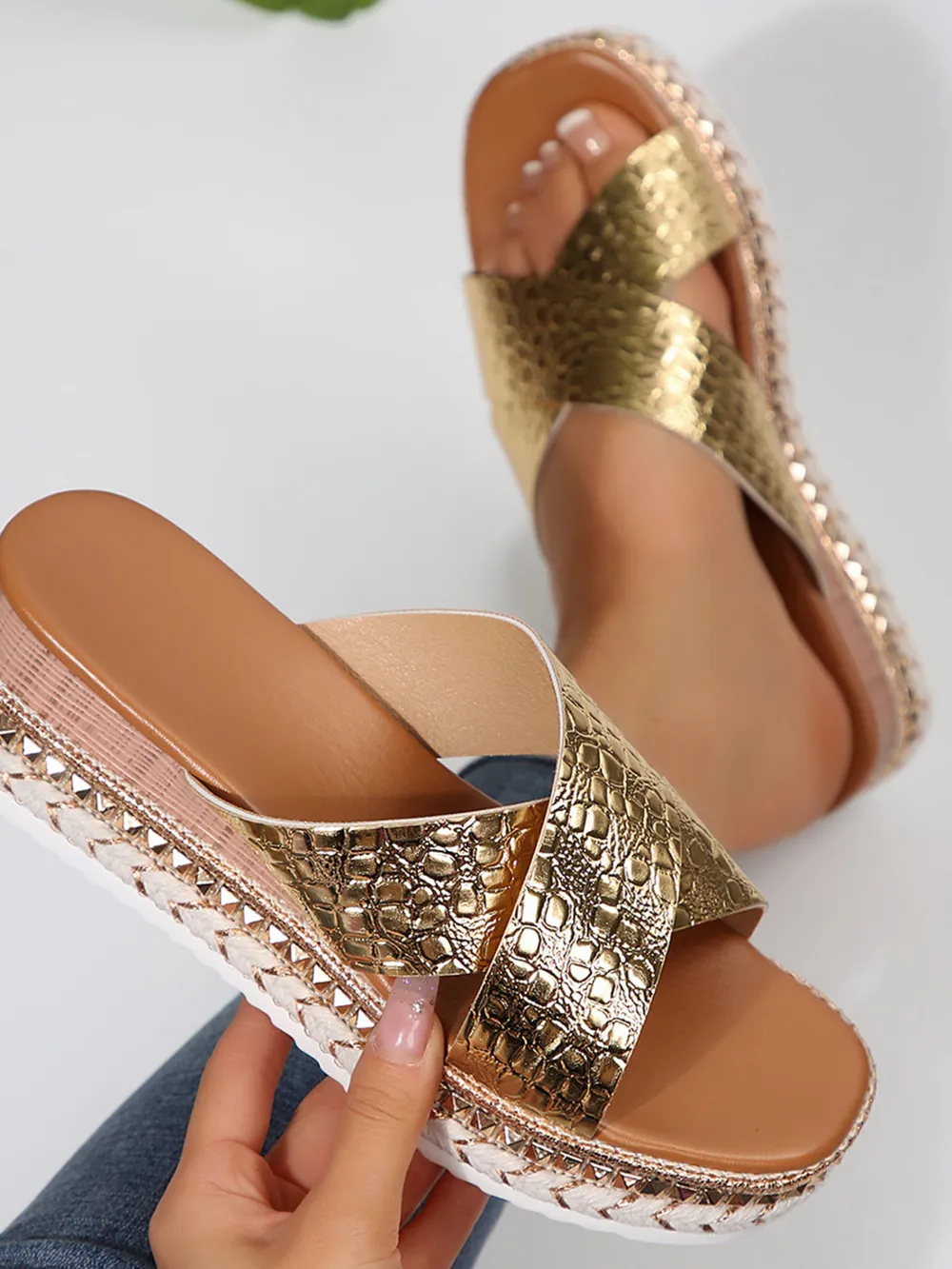 Cross-Strap Platform Sandals, image 5