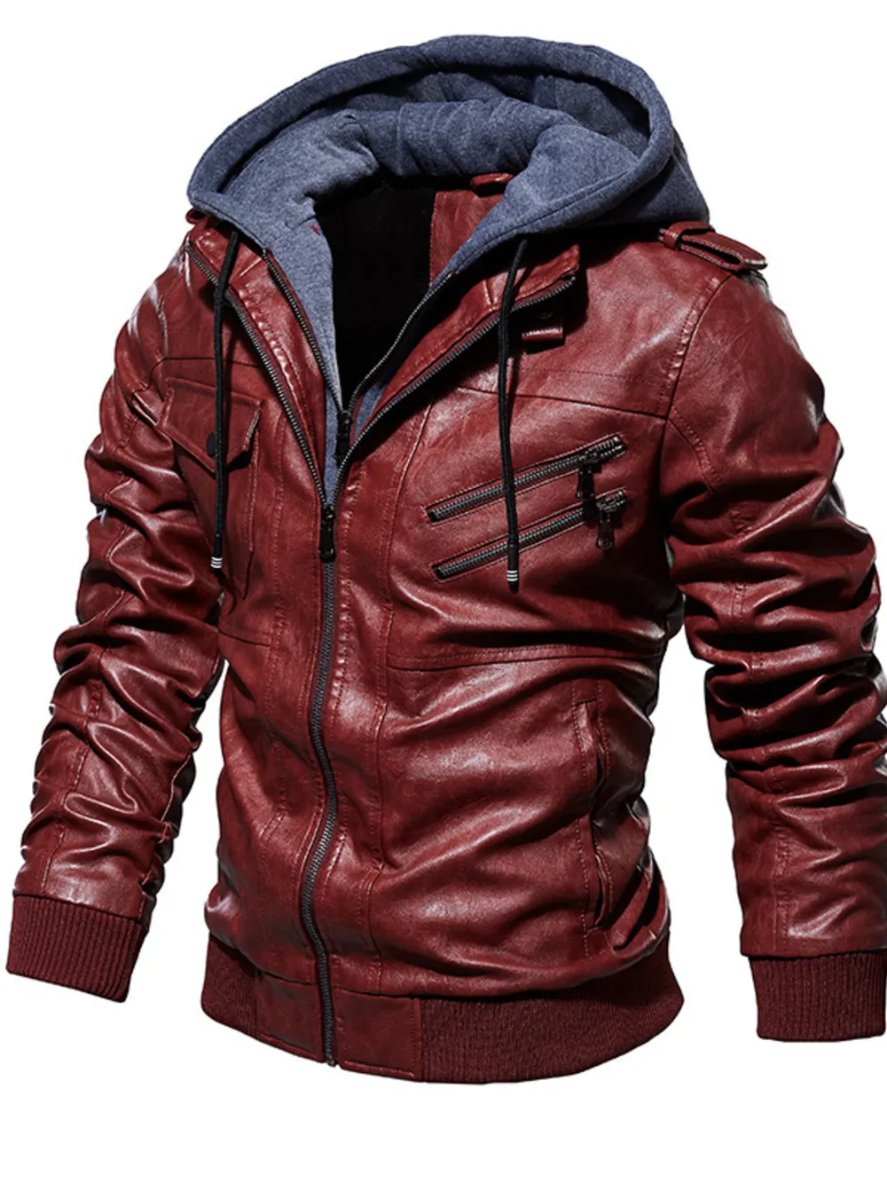 Men's Plus Size Zip Up Drawstring Hooded Jacket, image 9