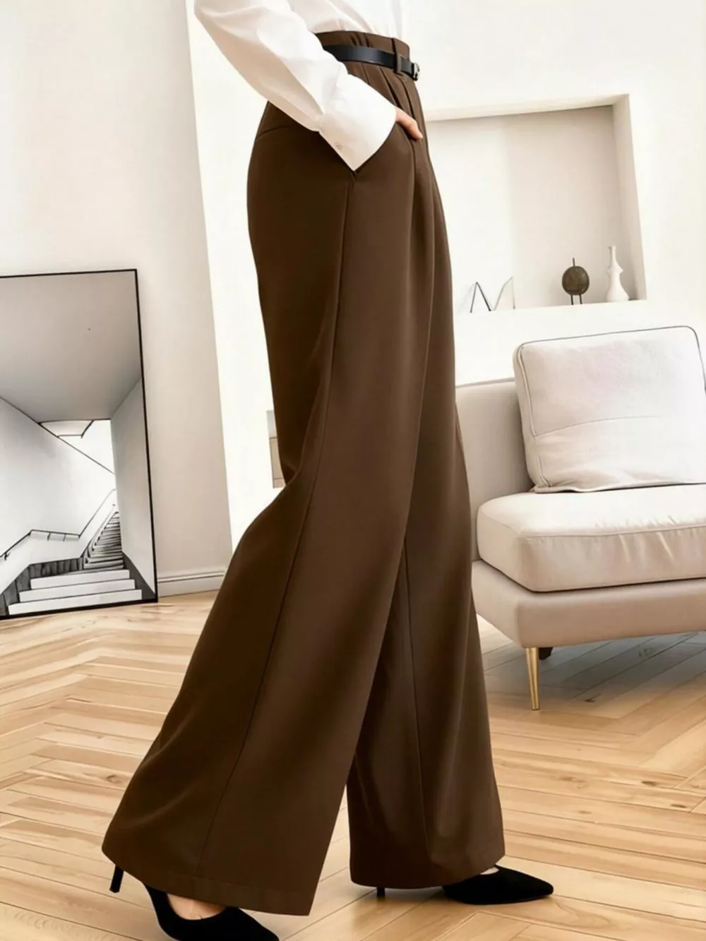 Wide Leg Pleated Pants, image 3