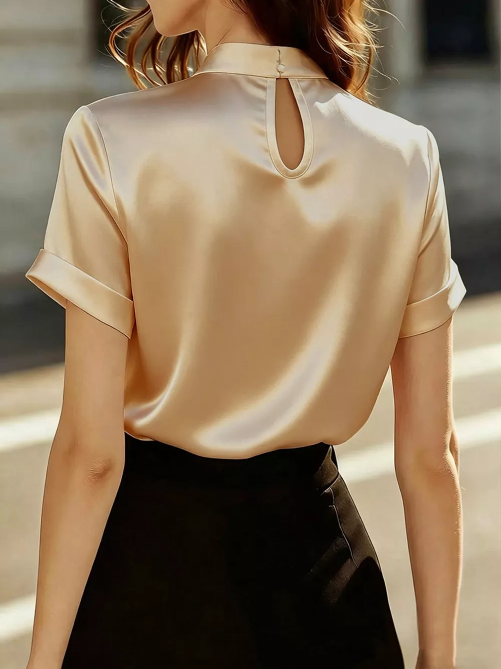 Pearl Embellished Satin Blouse, image 14
