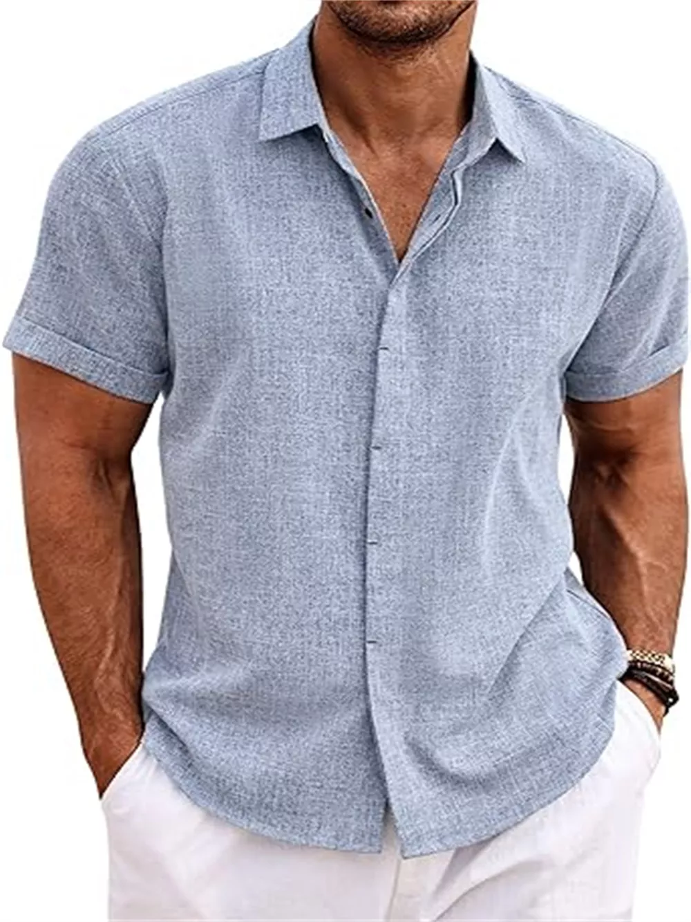Men's Full Size Casual Short Sleeve Button-Down Shirt Plus Size, image 16