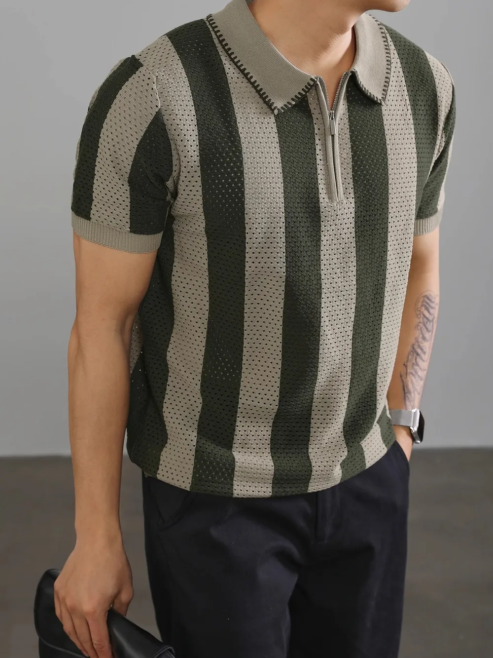 Men's Full Size Two-Tone Short Sleeve Polo Plus Size, image 6