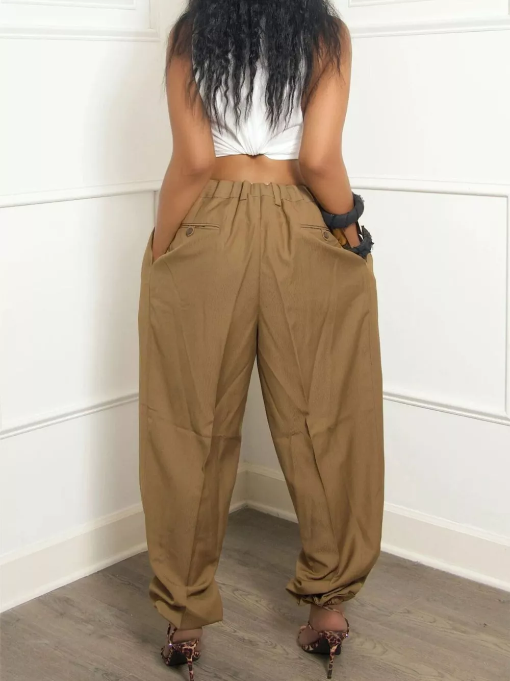 Elastic Waist Loose Fit Pants, image 8