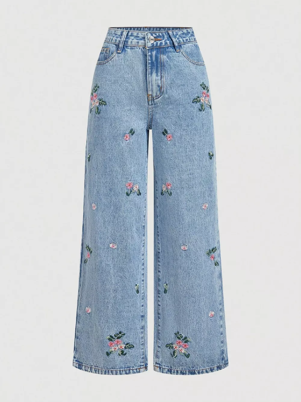 Embroidered Wide Leg Jeans, image 4