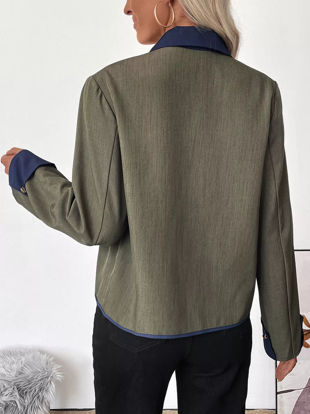 Contrast Trim Button-Up Jacket, image 4