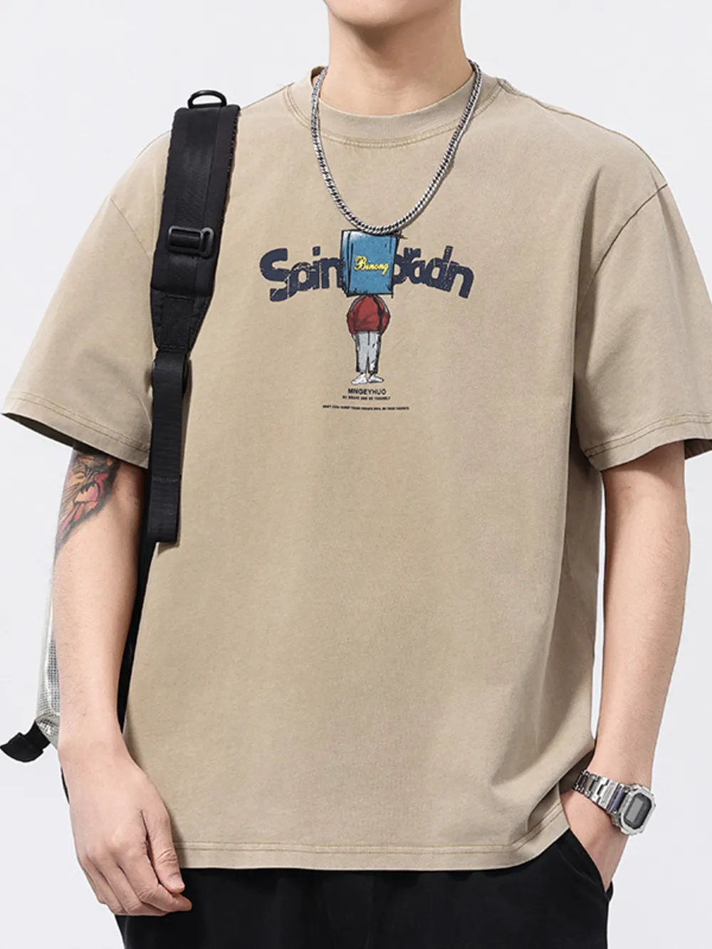Men's Plus Size Graphic Round Neck Short Sleeve T-Shirt, image 4