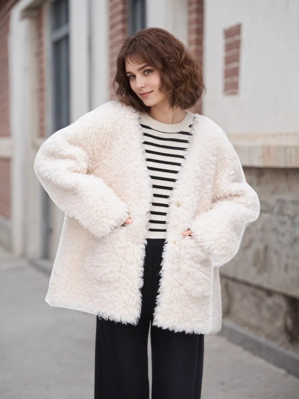 Fleece Button Up Long Sleeve Outerwear, image 4