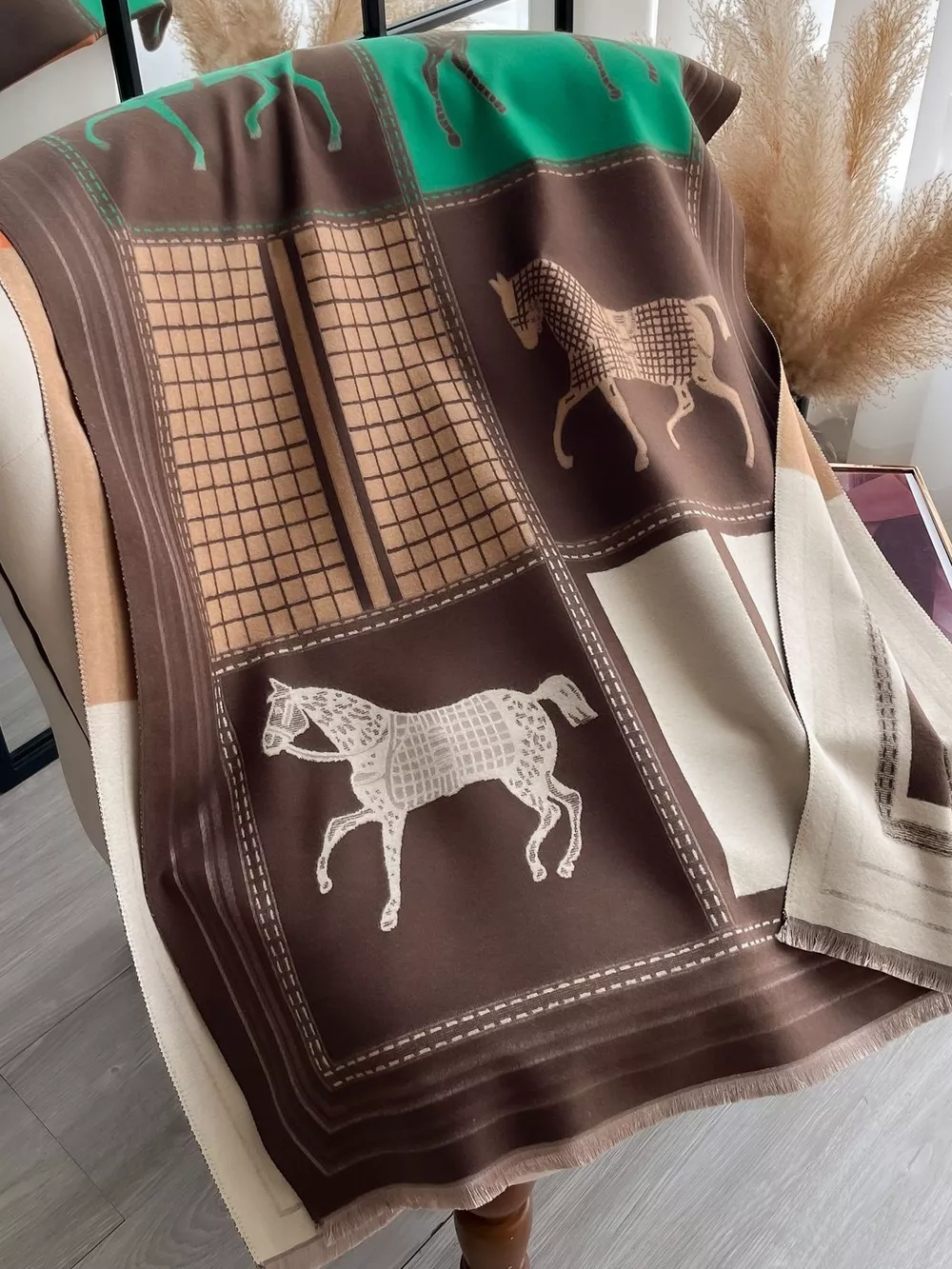 Equestrian Print Warm Scarf, image 7