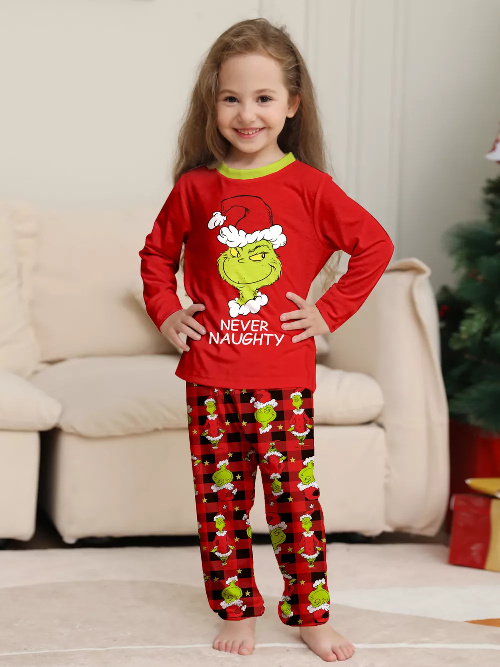 Full Size Grinch Themed Matching Family Christmas Pajama Set Plus Size, image 10