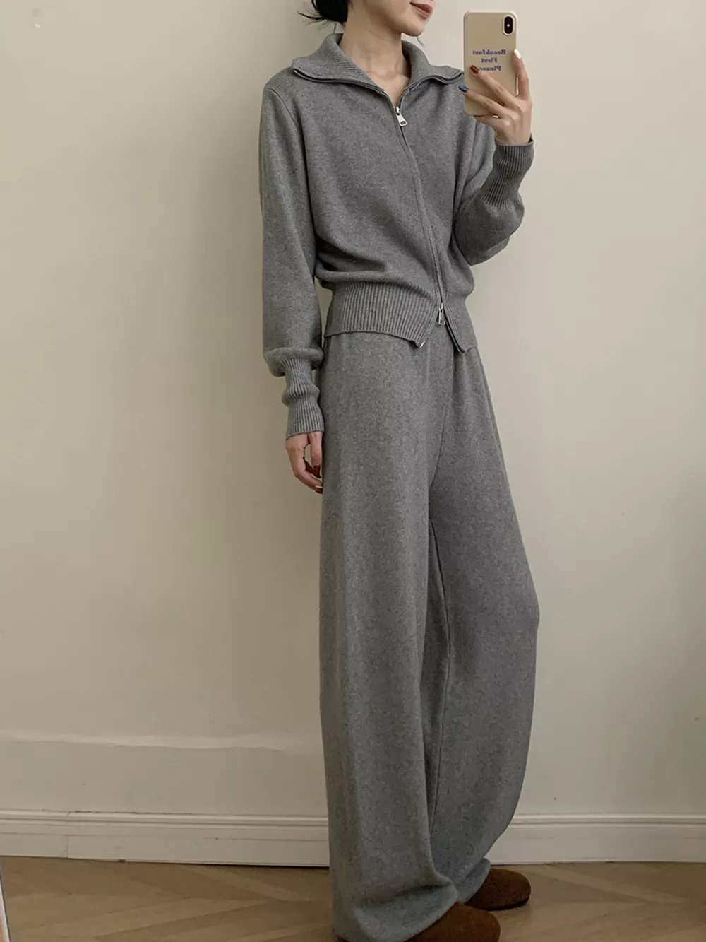 Zip Up Outerwear and Wide Leg Pants Set, image 11