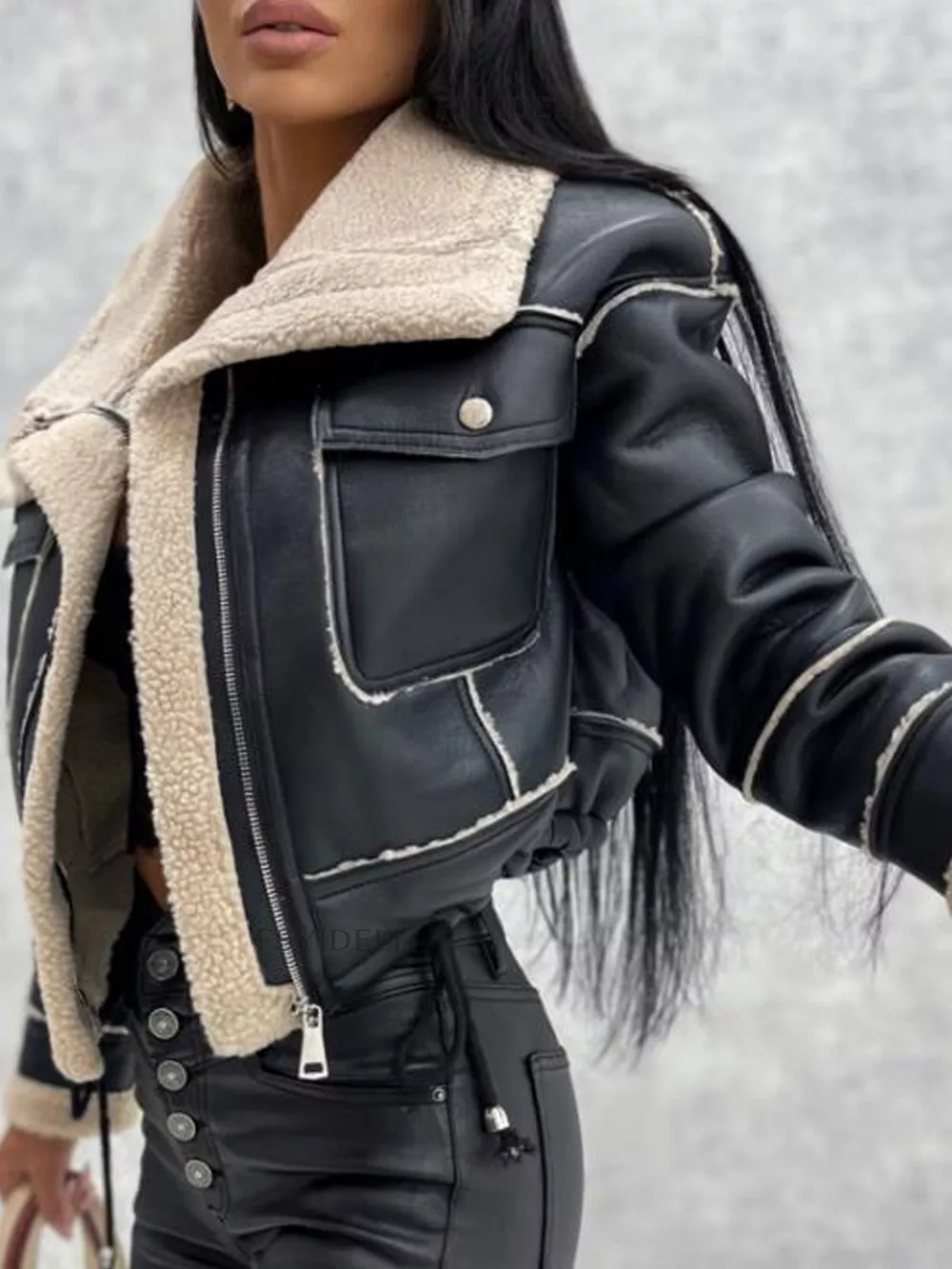 Sherpa Trim Cropped Jacket, image 10