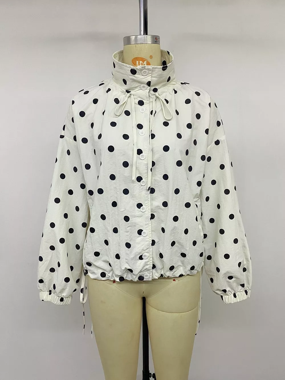 Polka Dot Stand-Collar Casual Jacket, image 12