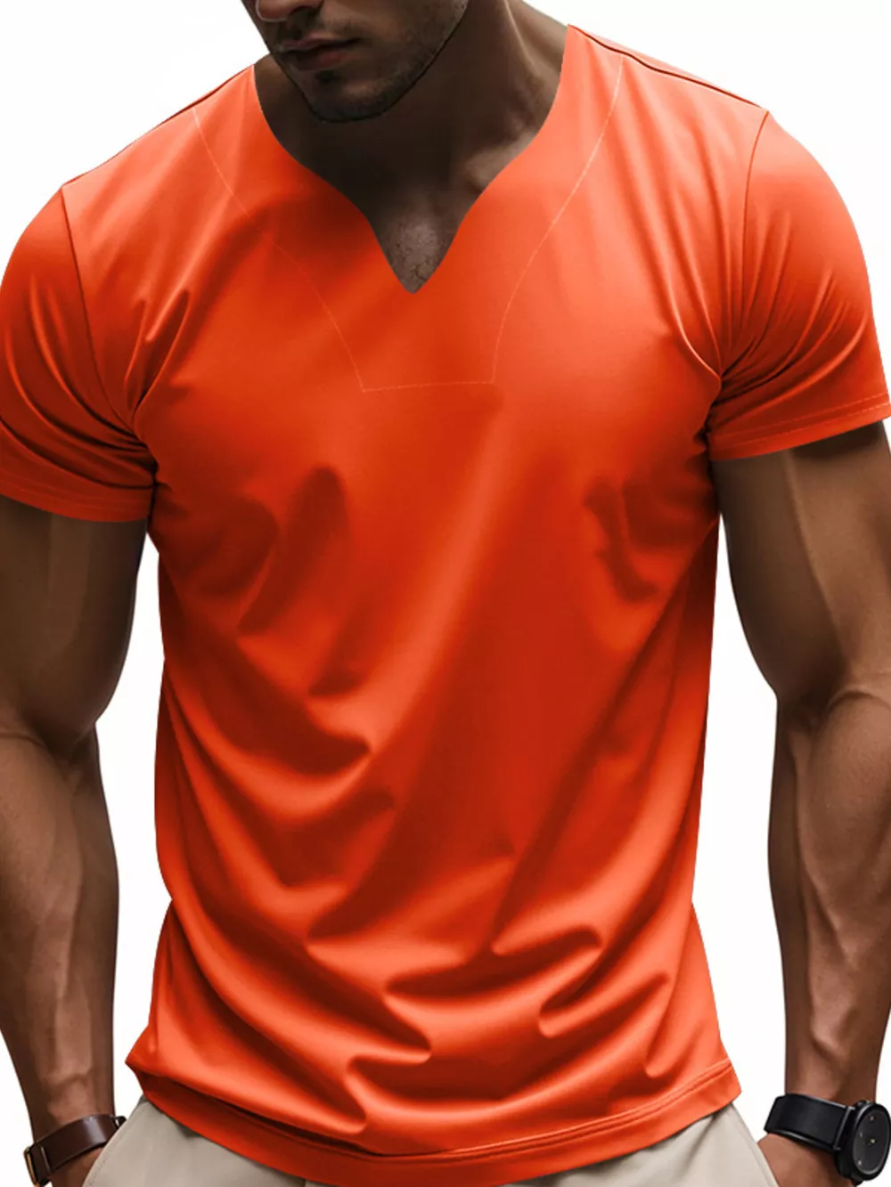 Men's Full Size Casual V-Neck Short Sleeve T-Shirt Plus Size, image 15