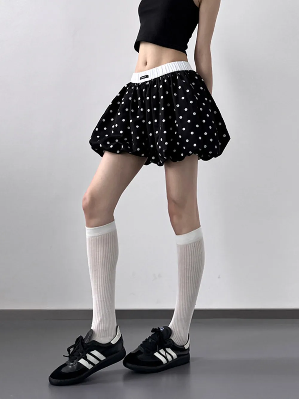 Polka Dot Bubble Shorts with Elastic Waistband, image 4