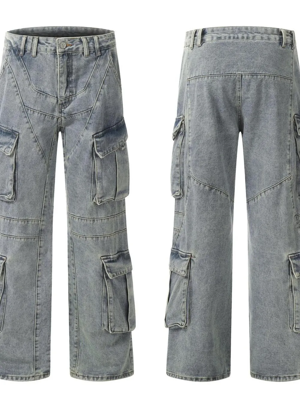 Men's Multi-Pocket Cargo Wide Leg Jeans, image 4