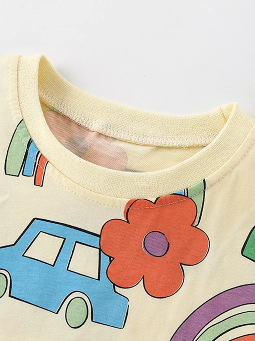 Children's Cartoon Car & Rainbow Print Short Sleeve T-Shirt, image 3